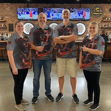 Load image into Gallery viewer, Personalized Wolf Lightning Darts Shirt For Women, Darts Team Jersey Polo &amp; 1/4 Zip |Orange TDM6304