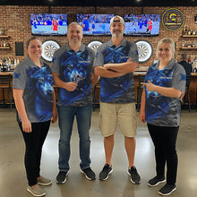 Load image into Gallery viewer, Personalized Wolf Lightning Darts Shirt For Men, Darts Team Jersey Polo &amp; 1/4 Zip |Blue TDM6305