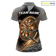 Load image into Gallery viewer, Personalized Eagle Lightning Darts Shirt For Women, Darts Team Jersey Polo &amp; 1/4 Zip |Gold TDM6306