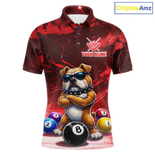 Load image into Gallery viewer, Funny Bulldog Pool Balls Billiard Shirt For Men Custom Billiard Team Jersey Polo &amp; 1/4 Zip |Red TDM6477