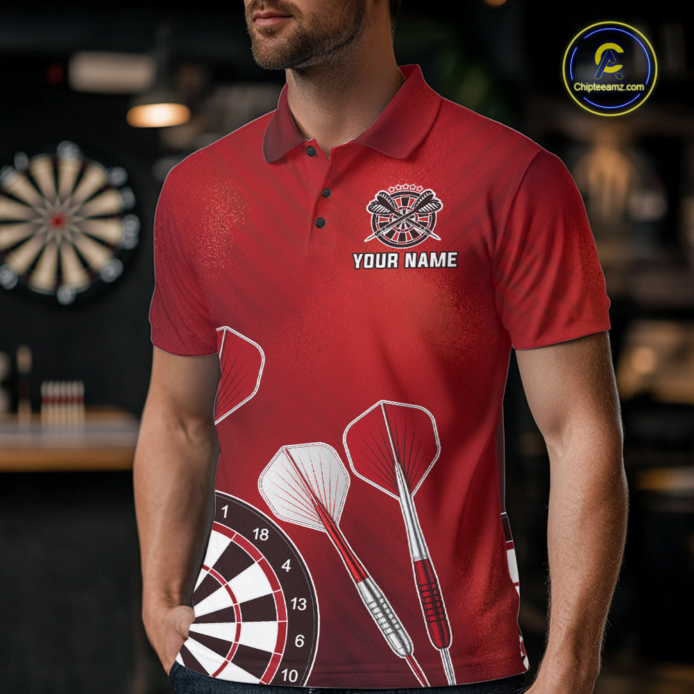 Personalized Red Dartboard Shirts For Men Custom Darts Jersey, Darts League Team Shirts TDM7197