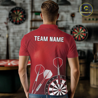 Personalized Red Dartboard Shirts For Men Custom Darts Jersey, Darts League Team Shirts TDM7197