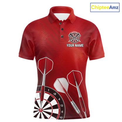Personalized Red Dartboard Shirts For Men Custom Darts Jersey, Darts League Team Shirts TDM7197