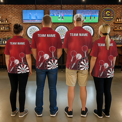 Personalized Red Dartboard Shirts For Women Custom Darts Jersey, Darts League Team Shirts TDM7197