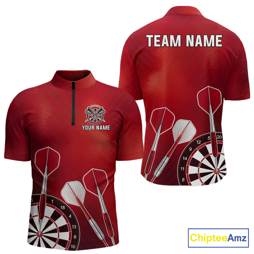 Personalized Red Dartboard Shirts For Men Custom Darts Jersey, Darts League Team Shirts TDM7197