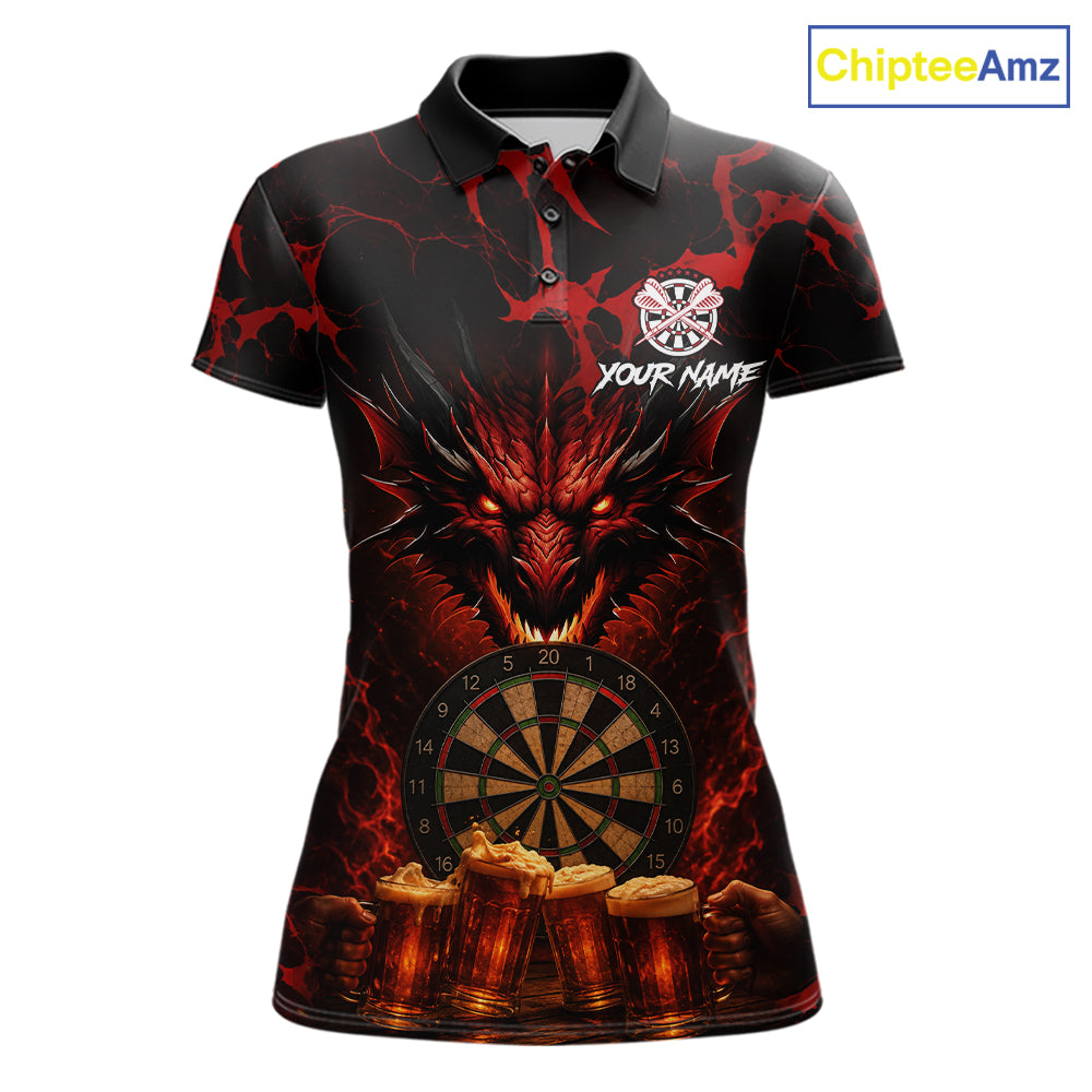 Black And Red Personalized Dragon Beer Darts Shirts For Women Custom Darts League Team Jersey TDM7205
