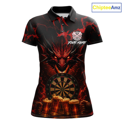 Black And Red Personalized Dragon Beer Darts Shirts For Women Custom Darts League Team Jersey TDM7205