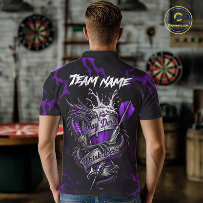 Black And Purple Personalized Dragon Beer Darts Shirts For Men Custom Darts League Team Jersey TDM7206