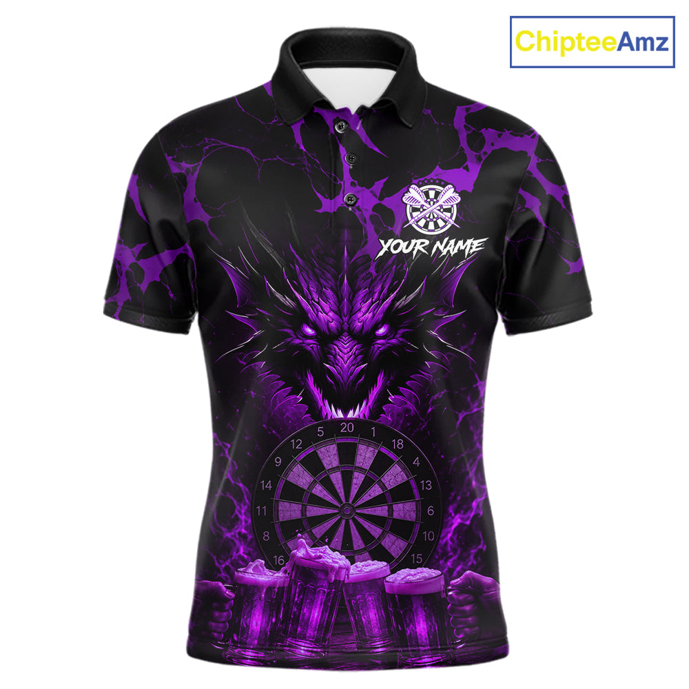 Black And Purple Personalized Dragon Beer Darts Shirts For Men Custom Darts League Team Jersey TDM7206