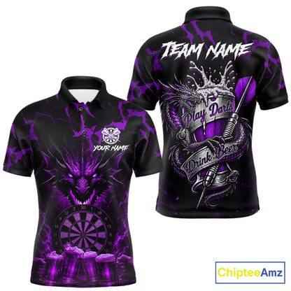 Black And Purple Personalized Dragon Beer Darts Shirts For Men Custom Darts League Team Jersey TDM7206