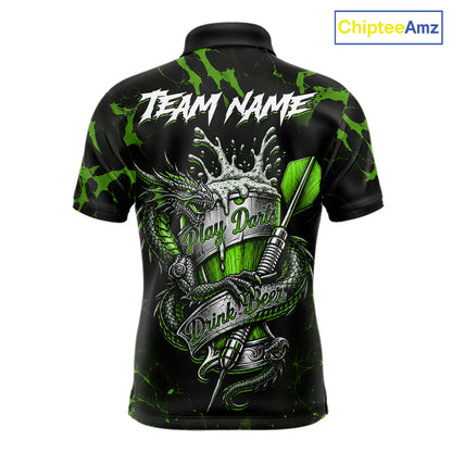 Black And Green Personalized Dragon Beer Darts Shirts For Men Custom Darts League Team Jersey TDM7207