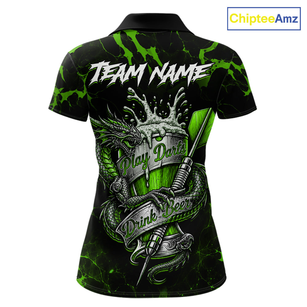 Black And Green Personalized Dragon Beer Darts Shirts For Women Custom Darts League Team Jersey TDM7207