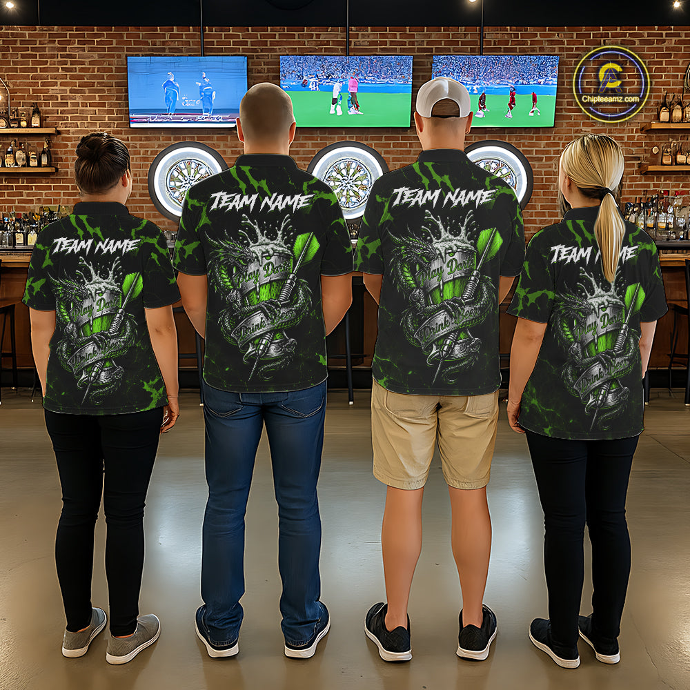 Black And Green Personalized Dragon Beer Darts Shirts For Men Custom Darts League Team Jersey TDM7207