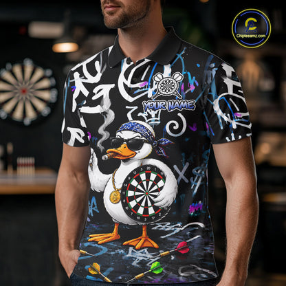 Colorful Graffiti Funny Duck Darts Shirt For Men Custom Darts Team Jersey, Personalized Darts Gift TDM7209