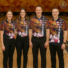 Load image into Gallery viewer, Bowling Team Wearing Smoke American Flag Phoenix Bowling Polo Shirts Front View