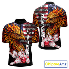 Load image into Gallery viewer, Smoke American Flag Phoenix Bowling Quarter Zip Shirt For Men Custom Patriotic Bowling Team Jersey
