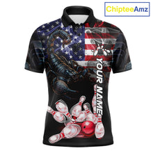 Load image into Gallery viewer, Smoke American Flag Scorpion Bowling Polo Shirt For Men Custom Patriotic Bowling Team Jersey Design
