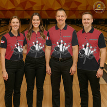 Load image into Gallery viewer, Bowling Team Wearing Canada Bowling Polo Shirts Front View