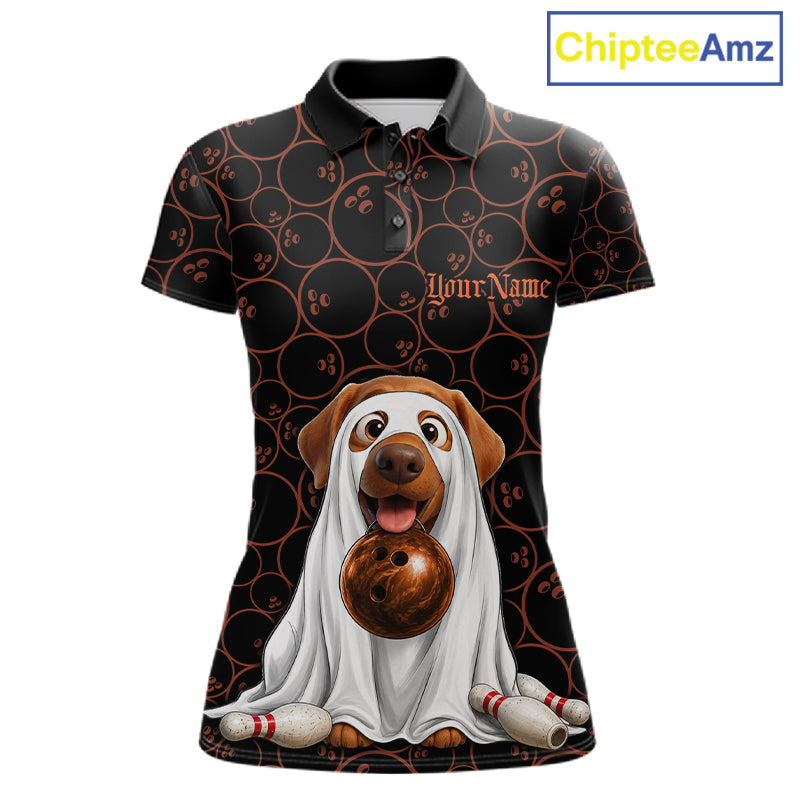 Personalized Ghostly Funny Dog Bowling Shirt For Women Custom Halloween Pumpkin Bowling Team Jersey TDM7211