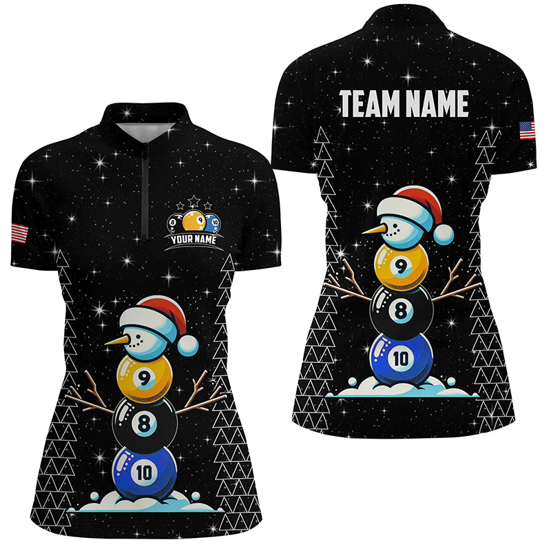 Custom Galaxy Christmas Billiard 8 Ball 9 Ball & 10 Ball Shirts For Women Funny Xmas Billiard Jerseys TDM2964
