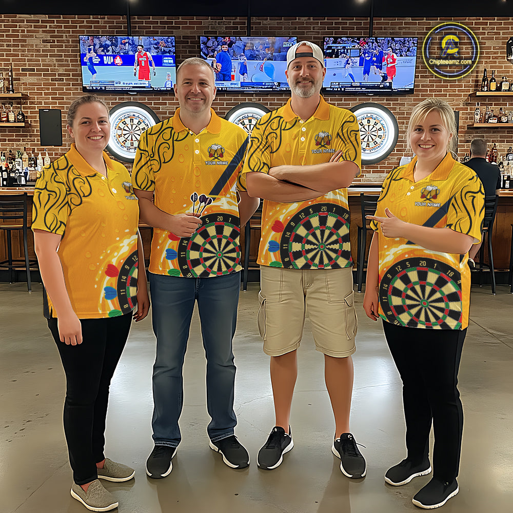 Personalized Funny Beer Tribal Darts Shirt For Men Custom Drinking Dart Team Jersey Polo & 1/4 Zip TDM5434