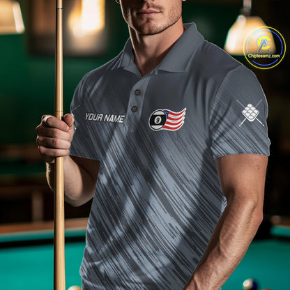 Personalized Billiard American Flag 9 Ball Pool Shirt For Men, Patriotic Billiard Team Jersey TDM7228