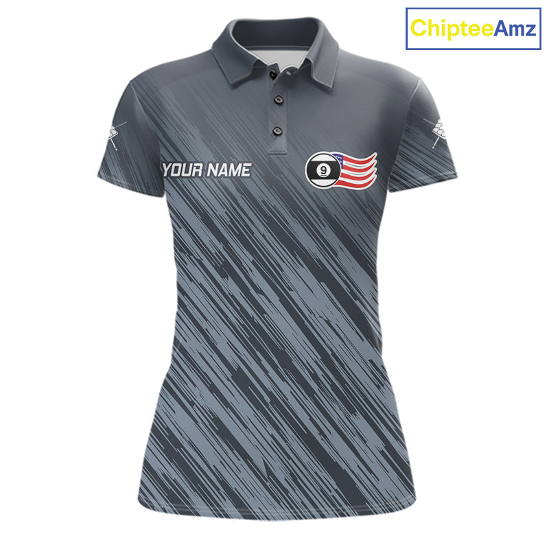 Personalized Billiard American Flag 9 Ball Pool Shirt For Women, Patriotic Billiard Team Jersey TDM7228