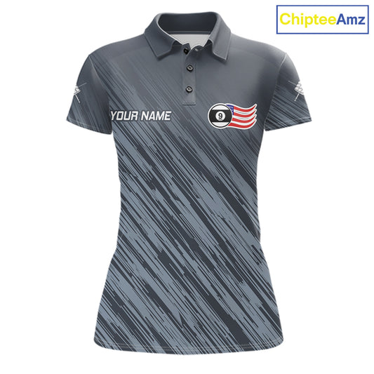 Personalized Billiard American Flag 9 Ball Pool Shirt For Women, Patriotic Billiard Team Jersey TDM7228