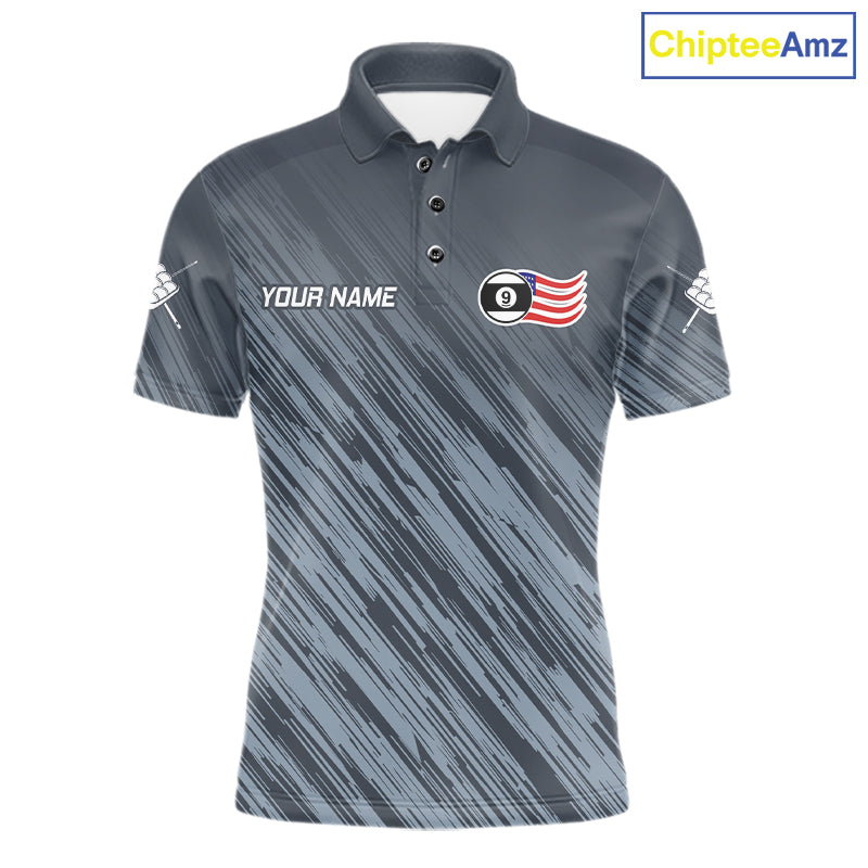 Personalized Billiard American Flag 9 Ball Pool Shirt For Men, Patriotic Billiard Team Jersey TDM7228