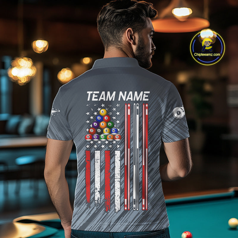 Personalized Billiard American Flag 8 Ball Pool Shirt For Men, Patriotic Billiard Team Jersey TDM7229