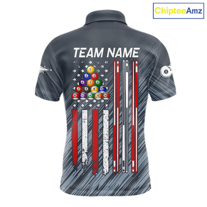 Personalized Billiard American Flag 8 Ball Pool Shirt For Men, Patriotic Billiard Team Jersey TDM7229