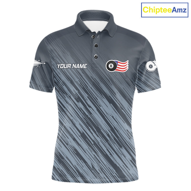 Personalized Billiard American Flag 8 Ball Pool Shirt For Men, Patriotic Billiard Team Jersey TDM7229