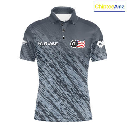 Personalized Billiard American Flag 8 Ball Pool Shirt For Men, Patriotic Billiard Team Jersey TDM7229