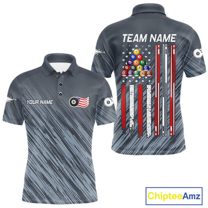 Personalized Billiard American Flag 8 Ball Pool Shirt For Men, Patriotic Billiard Team Jersey TDM7229
