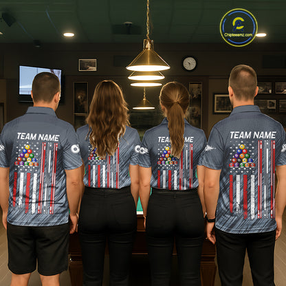 Personalized Billiard American Flag 8 Ball Pool Shirt For Men, Patriotic Billiard Team Jersey TDM7229