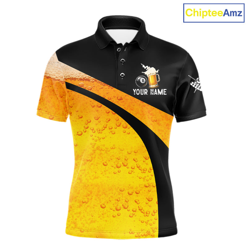 Yellow Funny Beer Billiard Shirt For Men Custom 8 Ball Pool & Beer That's Why I'm Here Team Jersey TDM7234