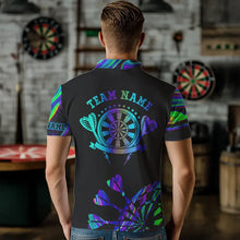 Load image into Gallery viewer, Neon Purple Blue Darts Tie Dye Polo &amp; Quarter Zip Custom Dart Shirts For Men Glowing Dart Jerseys TDM3559