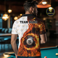 Load image into Gallery viewer, Orange Flaming 8 Ball Pool Billiard Shirt For Men Custom Billiard Team Jersey Polo &amp; 1/4 Zip TDM5925