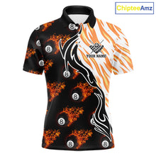 Load image into Gallery viewer, Personalized Fire Flame 8 Ball Pool Billiard Shirt For Men, Billiard Team Jersey Polo &amp; 1/4 Zip TDM5926