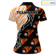 Load image into Gallery viewer, Personalized Fire Flame 8 Ball Pool Billiard Shirt For Women, Billiard Team Jersey Polo &amp; 1/4 Zip TDM5926