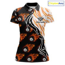 Load image into Gallery viewer, Personalized Fire Flame 8 Ball Pool Billiard Shirt For Women, Billiard Team Jersey Polo &amp; 1/4 Zip TDM5926