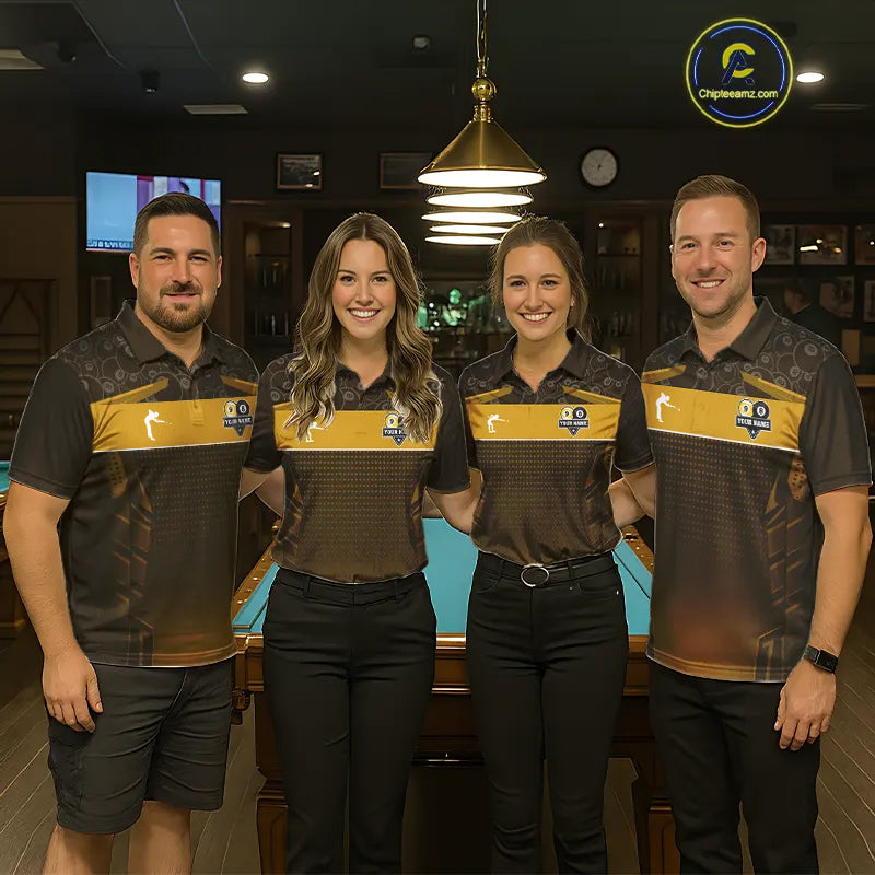Yellow Funny Cat 8 Ball & 9 Ball Billiard Shirt For Women Custom Pool Team Jersey Polo & 1/4 Zip TDM7241