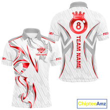 Load image into Gallery viewer, White And Red Crown 8 Ball Men's Billiards Shirts Custom Billiard Jersey Team Polo &amp; 1/4 Zip TDM5212