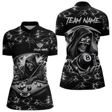 Load image into Gallery viewer, Black White Funny Grim Reaper 8 Ball Pool Women Billiard Shirts Custom Lightning Billiard Jerseys TDM3726