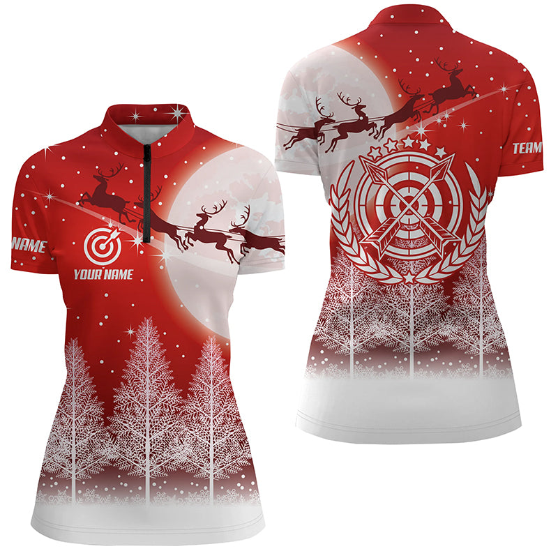 Funny Christmas Pine Trees Archery Women Quarter-Zip Shirts Custom Cute Christmas Shirts  TDM0591