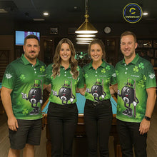 Load image into Gallery viewer, Green Funny 8 Ball Pool Shamrock Women's Billiard Shirt Custom St Patrick Day Billiard Team Jersey TDM5476