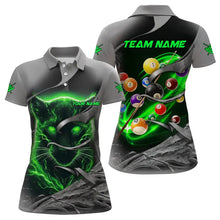 Load image into Gallery viewer, Personalized Panther Lightning 3D Billiard Balls Pool Shirts For Women, Billiard League Jersey |Green TDM3736