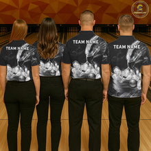 Load image into Gallery viewer, Black And White Custom Eagle Smoke Bowling Shirt For Men, Bowling Team Jersey Polo &amp; 1/4 Zip TDM6356