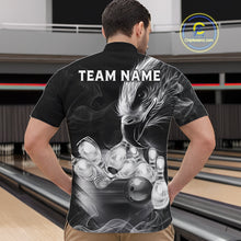 Load image into Gallery viewer, Black And White Custom Eagle Smoke Bowling Shirt For Men, Bowling Team Jersey Polo &amp; 1/4 Zip TDM6356