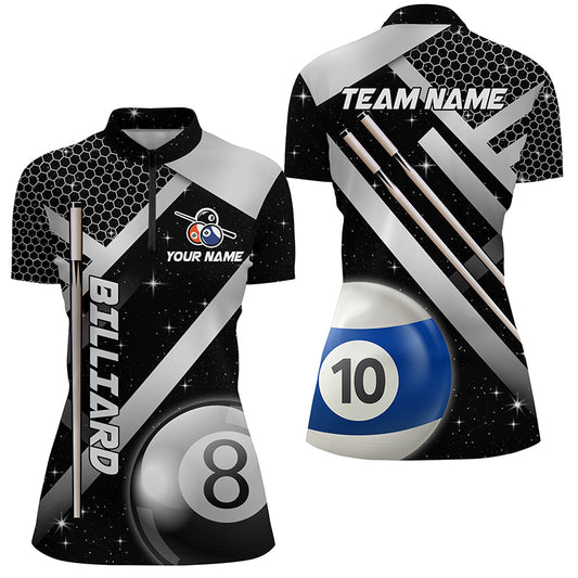 Personalized Black Jerseys Billiard 8 Ball & 10 Ball Women Pool Shirts Custom Unique Billiard Uniform TDM2038
